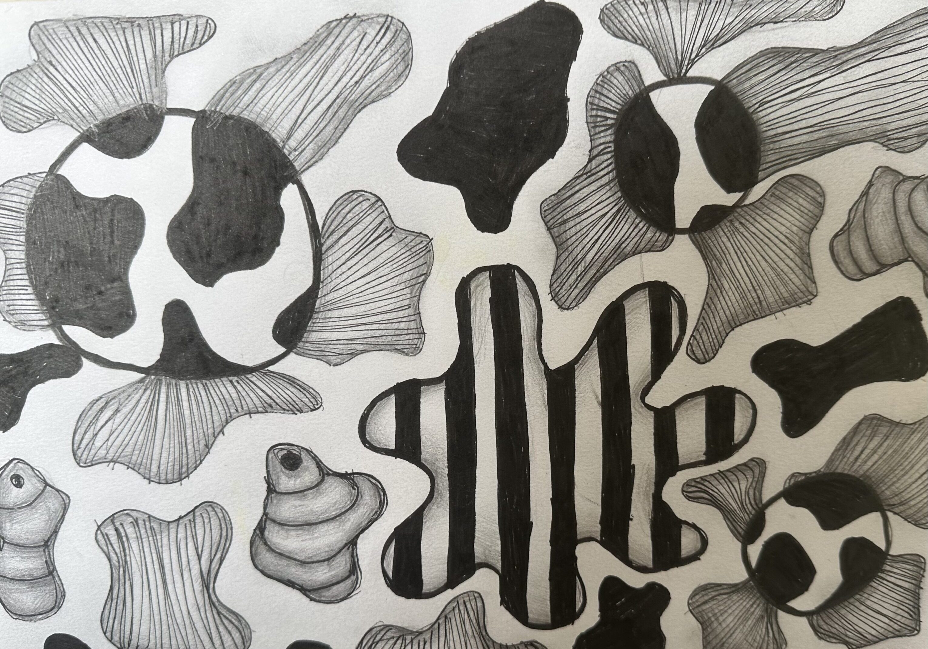 Abstract black and white geometric pattern.